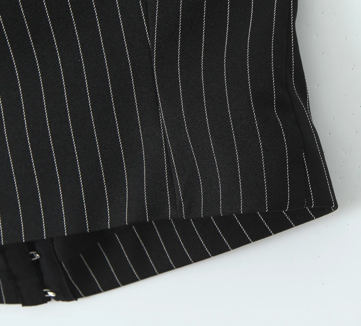 Black Striped Bow Ruched Chest Hook Buttons Crop Top Women Low Waist Package Hips Pleated Mini Skirt Suits 2 Pieces 1 Set