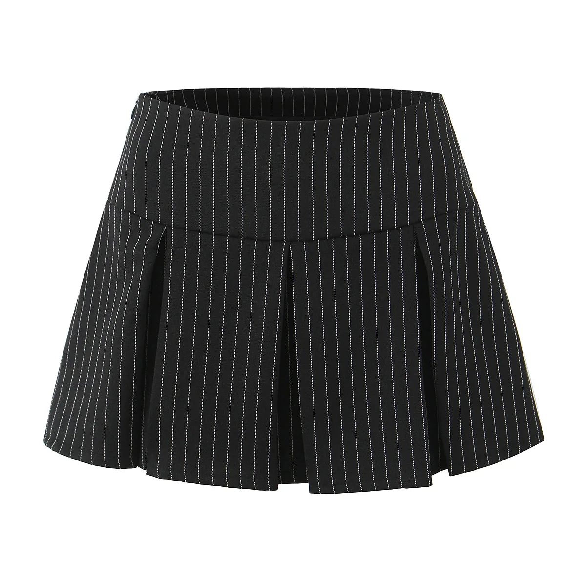 Black Striped Bow Ruched Chest Hook Buttons Crop Top Women Low Waist Package Hips Pleated Mini Skirt Suits 2 Pieces 1 Set