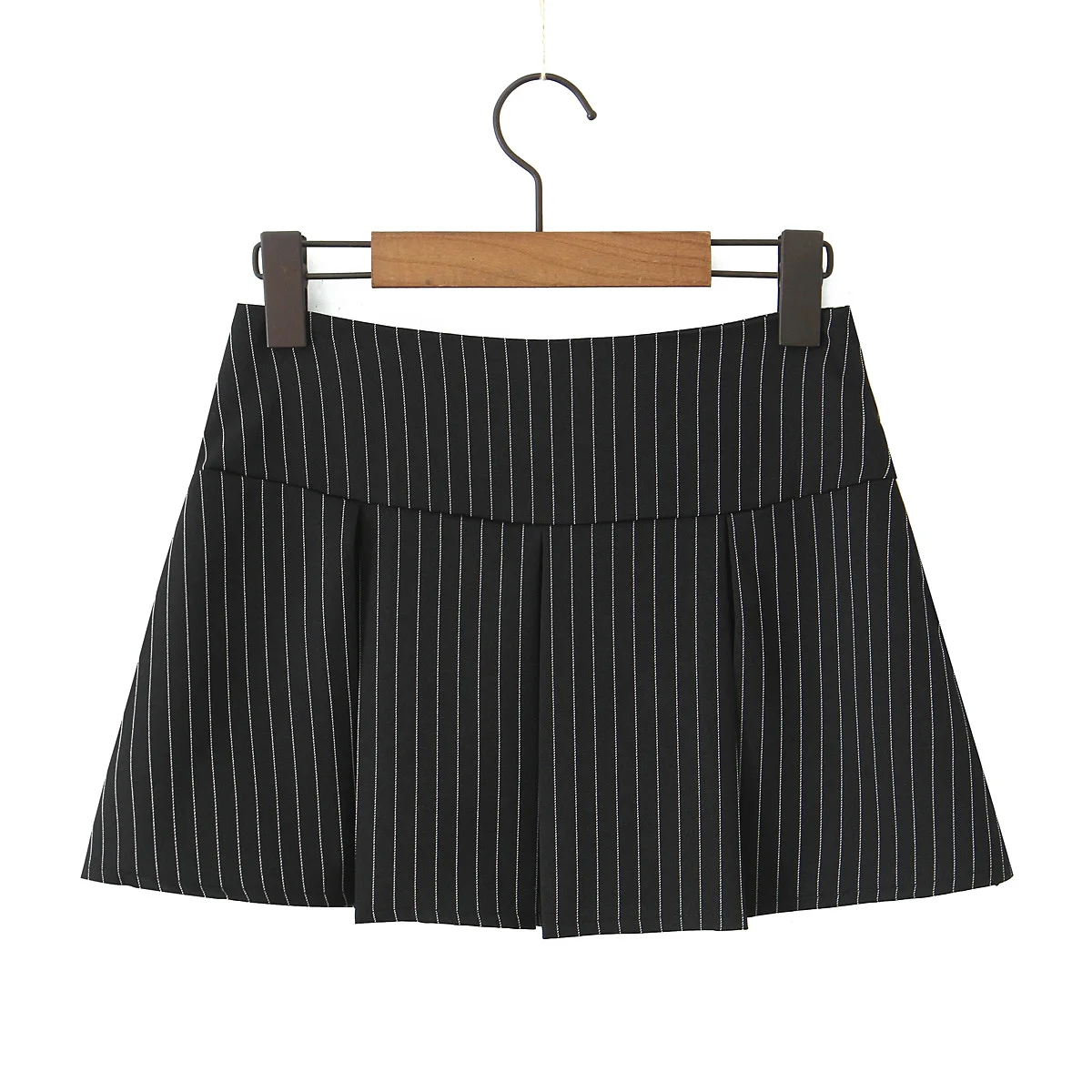 Black Striped Bow Ruched Chest Hook Buttons Crop Top Women Low Waist Package Hips Pleated Mini Skirt Suits 2 Pieces 1 Set