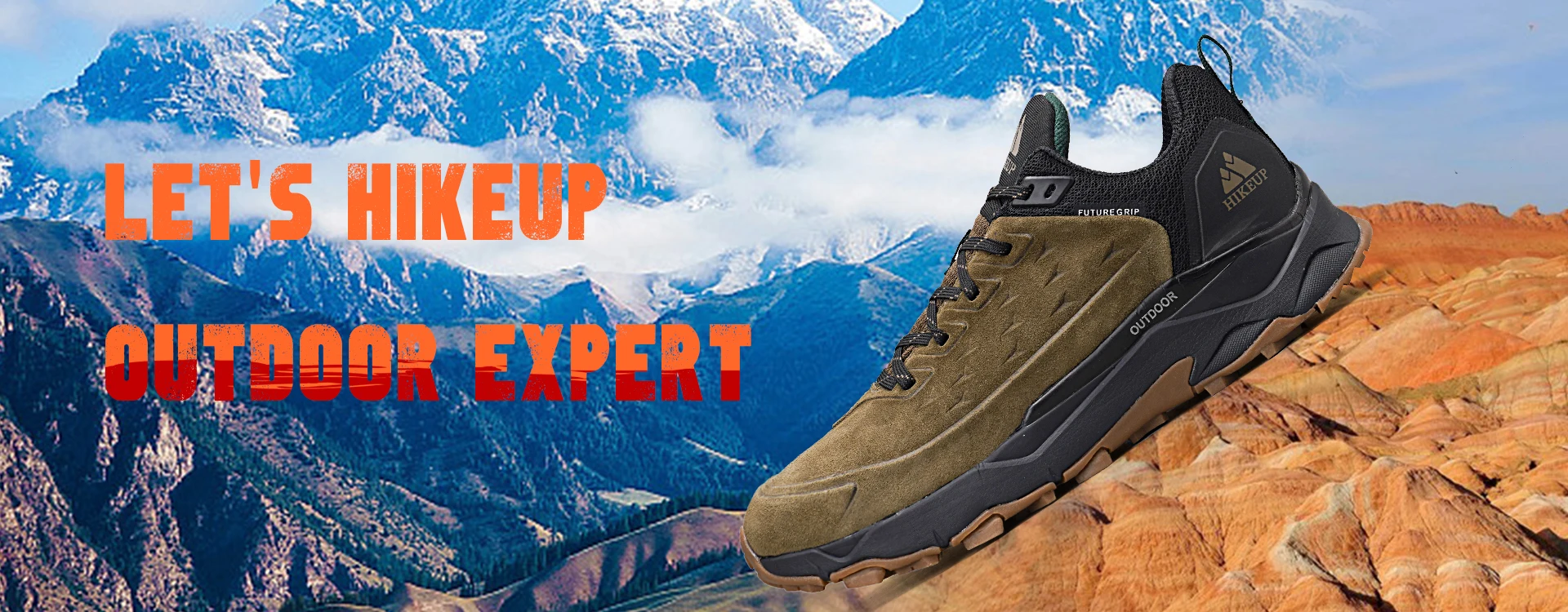 HIKEUP Hiking Shoes for Men Outdoor Sports Camping Hunting Walking Shoe Suede Genuine Leather Breathable Sneaker Non-slip