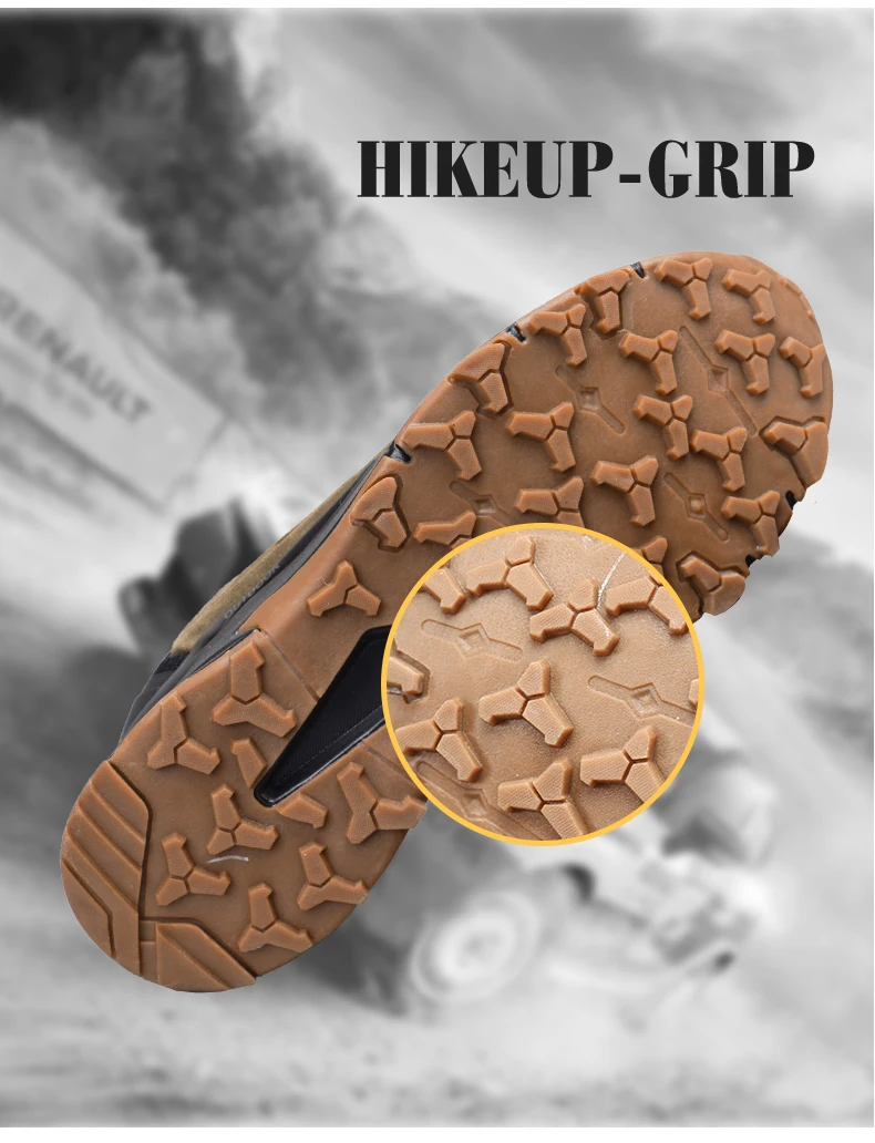 HIKEUP Hiking Shoes for Men Outdoor Sports Camping Hunting Walking Shoe Suede Genuine Leather Breathable Sneaker Non-slip