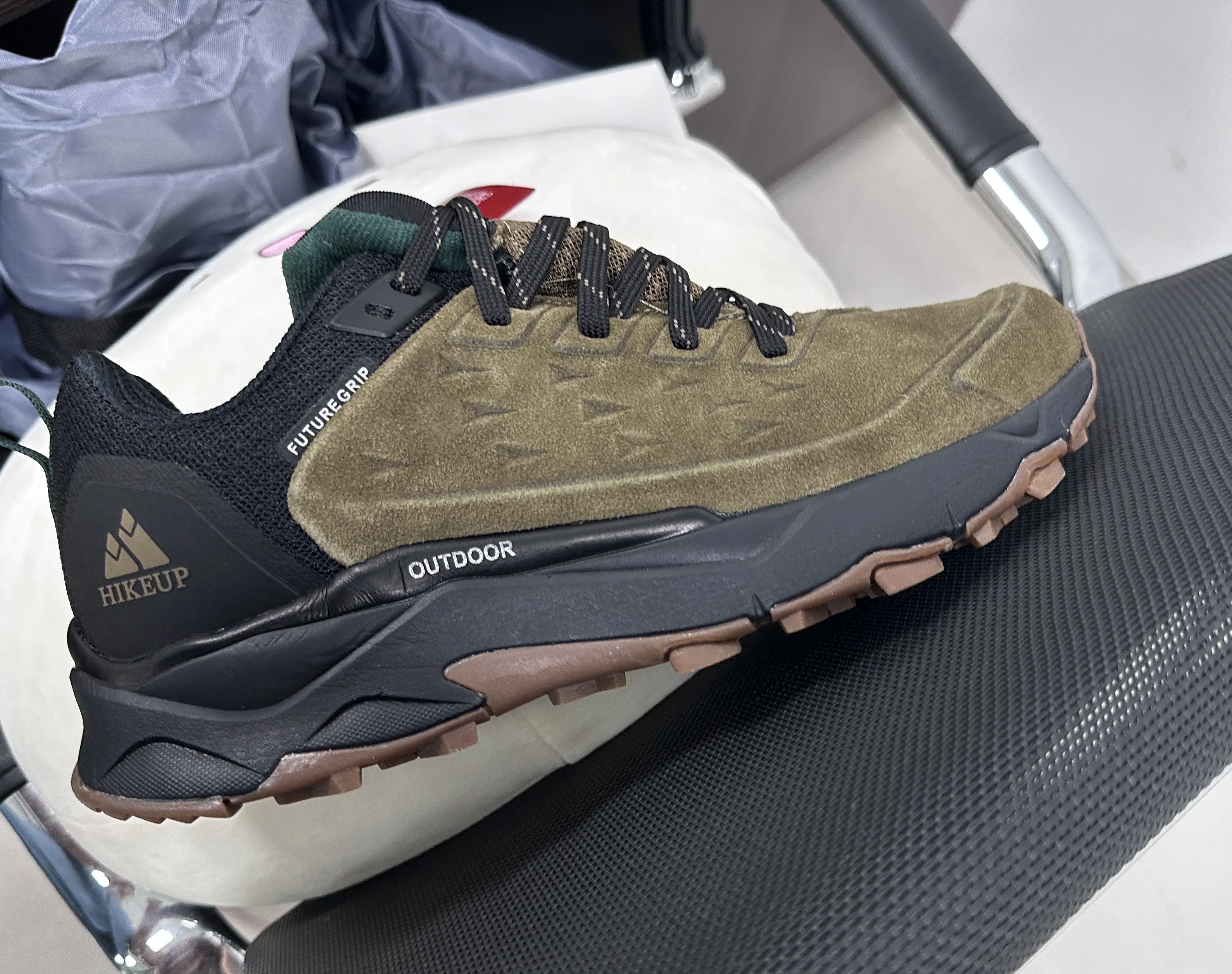 HIKEUP Hiking Shoes for Men Outdoor Sports Camping Hunting Walking Shoe Suede Genuine Leather Breathable Sneaker Non-slip