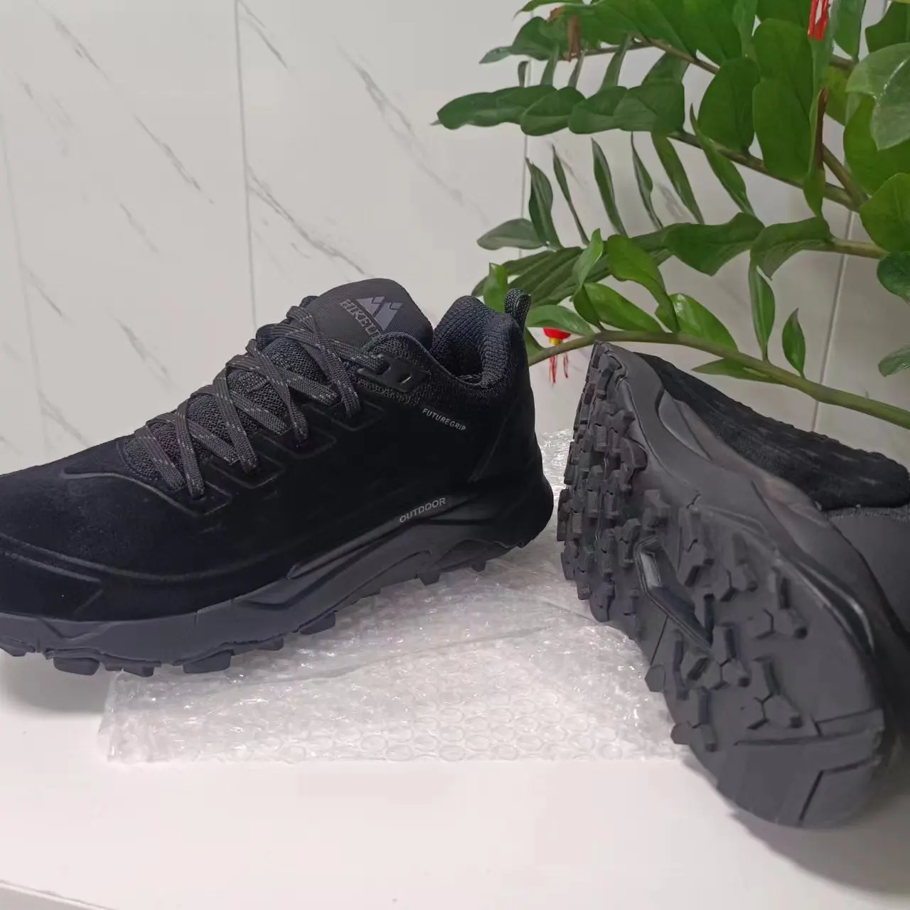 HIKEUP Hiking Shoes for Men Outdoor Sports Camping Hunting Walking Shoe Suede Genuine Leather Breathable Sneaker Non-slip