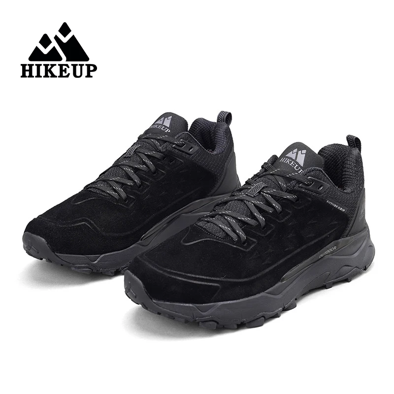 HIKEUP Hiking Shoes for Men Outdoor Sports Camping Hunting Walking Shoe Suede Genuine Leather Breathable Sneaker Non-slip