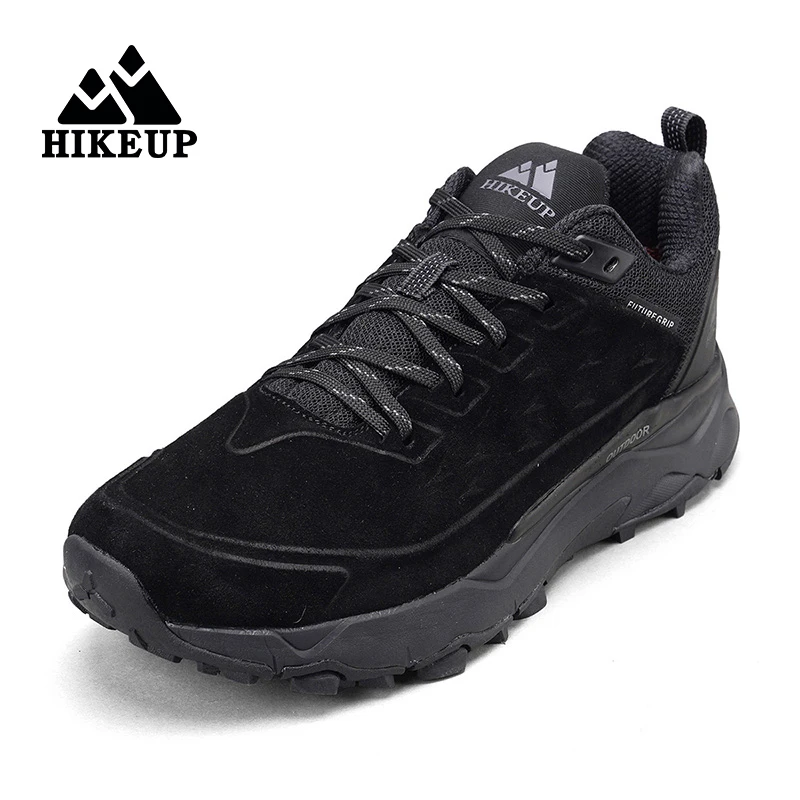 HIKEUP Hiking Shoes for Men Outdoor Sports Camping Hunting Walking Shoe Suede Genuine Leather Breathable Sneaker Non-slip
