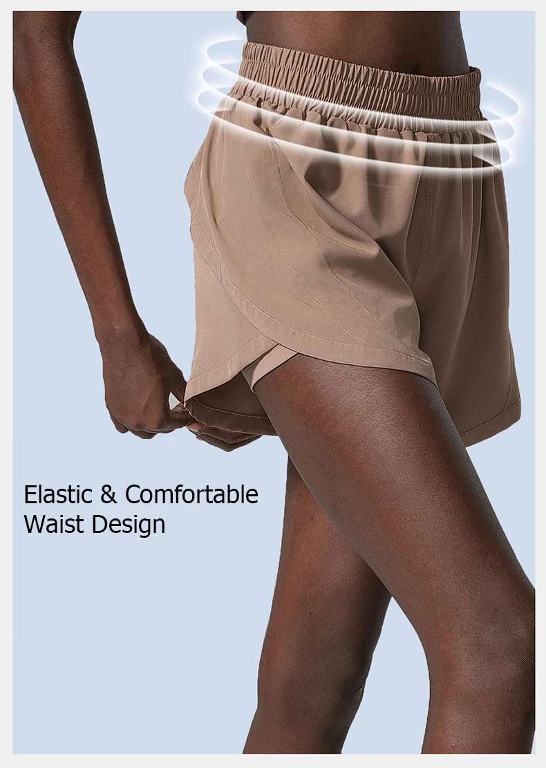 Women Summer Running Shorts 2 In 1 Woven Fabric Pocket Gym Yoga Shorts Female Loose Breathable Quick Dry Workout Sportswear