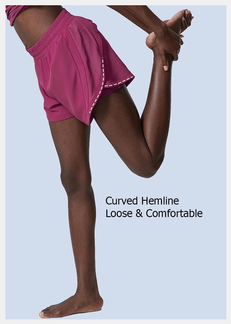 Women Summer Running Shorts 2 In 1 Woven Fabric Pocket Gym Yoga Shorts Female Loose Breathable Quick Dry Workout Sportswear