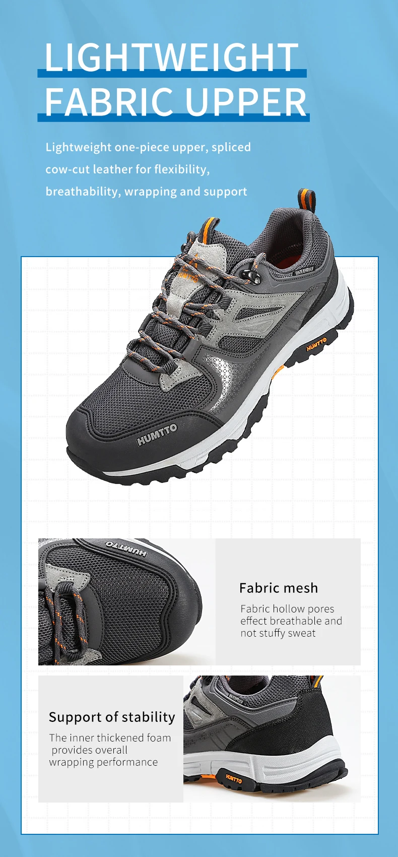 HUMTTO Waterproof Shoes for Women Outdoor Womens Hiking Shoes Luxury Designer Breathable Sports Trekking Climbing Sneakers Woman