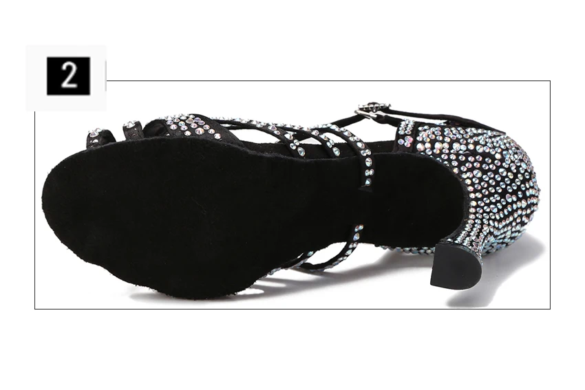 WUXIJIAO Women Party Dance Shoes Satin Shining Rhinestones Soft Bottom Latin Dance Shoes Woman Salsa Dance Shoes Heel