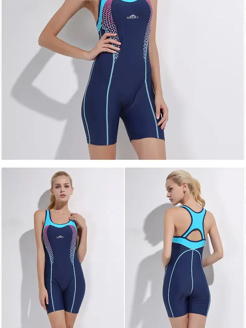 Sbart New One Piece Swimwear Women's Sports Quick Dry Flat Angle Racing Sleeveless Hot Spring Wholesale