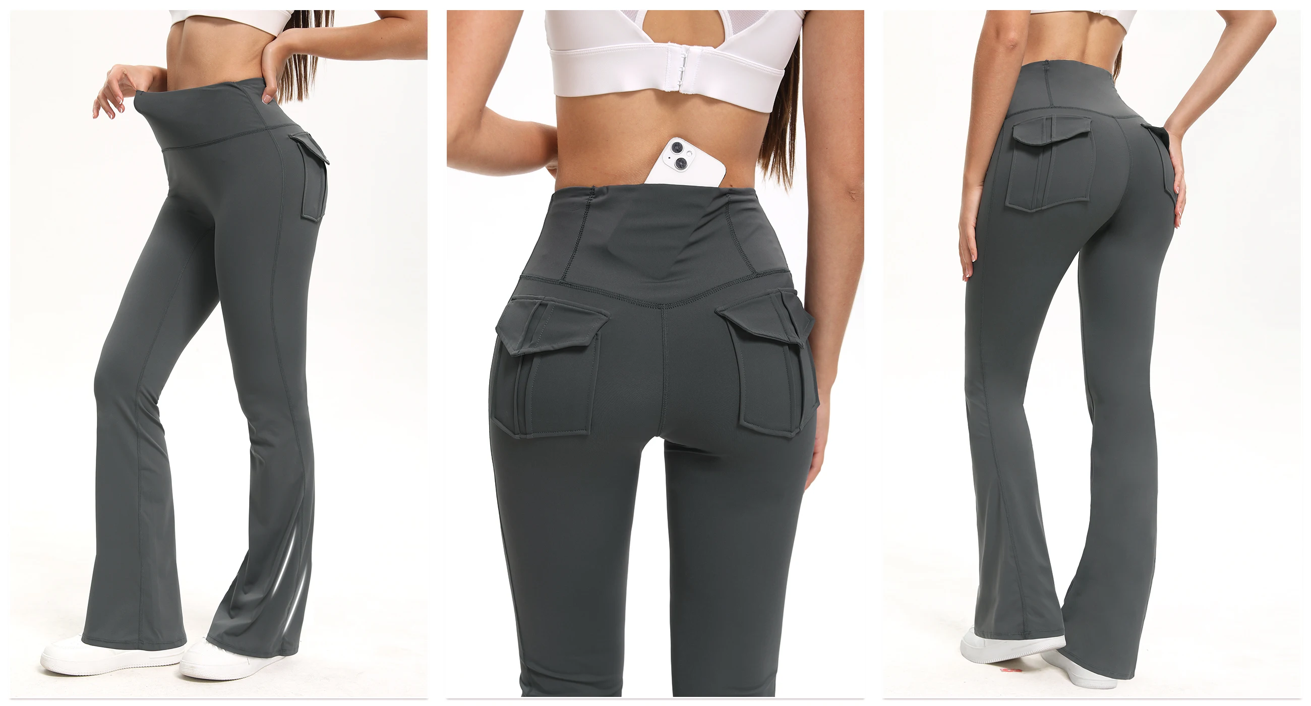 Women's High Waisted Flared Yoga Pants with Pockets Tummy Control Bootcut Leggings for Gym Fitness Casual Wear