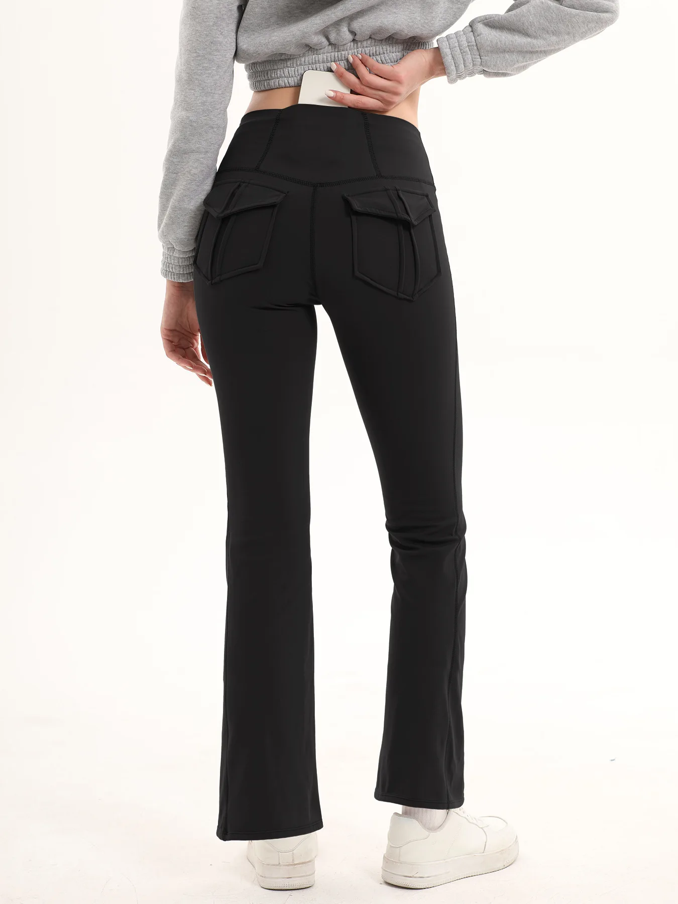 Women's High Waisted Flared Yoga Pants with Pockets Tummy Control Bootcut Leggings for Gym Fitness Casual Wear