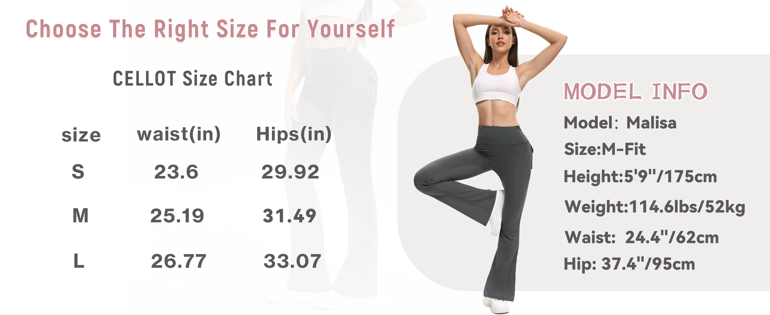 Women's High Waisted Flared Yoga Pants with Pockets Tummy Control Bootcut Leggings for Gym Fitness Casual Wear