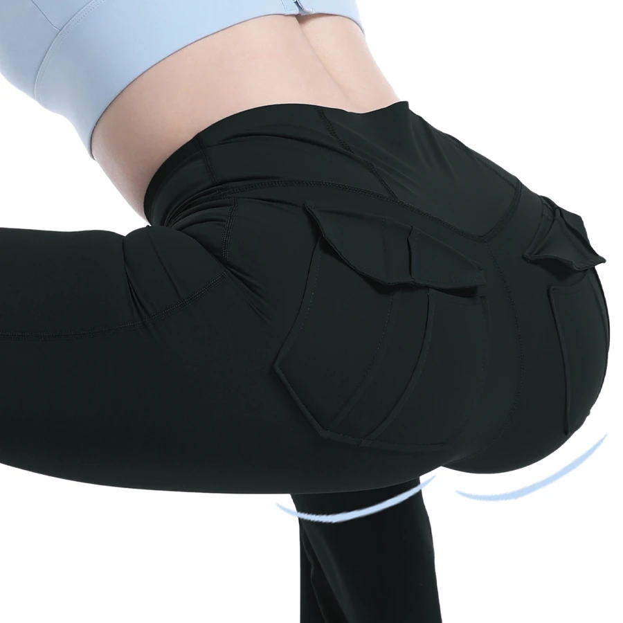 Women's High Waisted Flared Yoga Pants with Pockets Tummy Control Bootcut Leggings for Gym Fitness Casual Wear