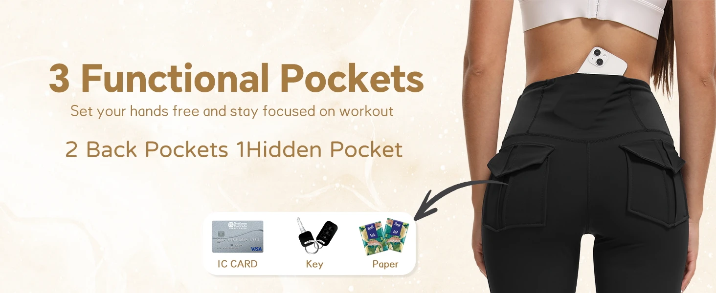 Women's High Waisted Flared Yoga Pants with Pockets Tummy Control Bootcut Leggings for Gym Fitness Casual Wear