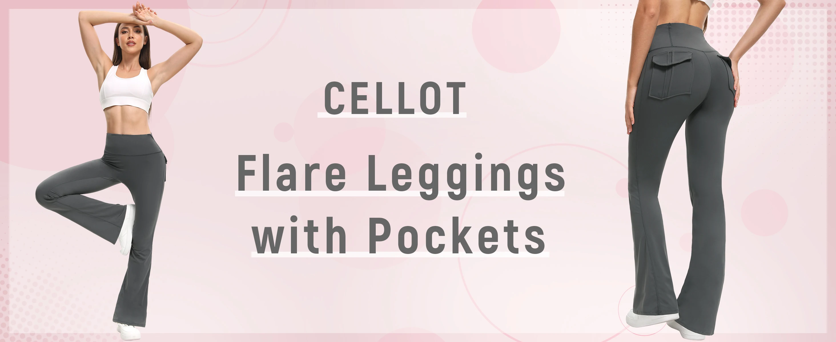 Women's High Waisted Flared Yoga Pants with Pockets Tummy Control Bootcut Leggings for Gym Fitness Casual Wear