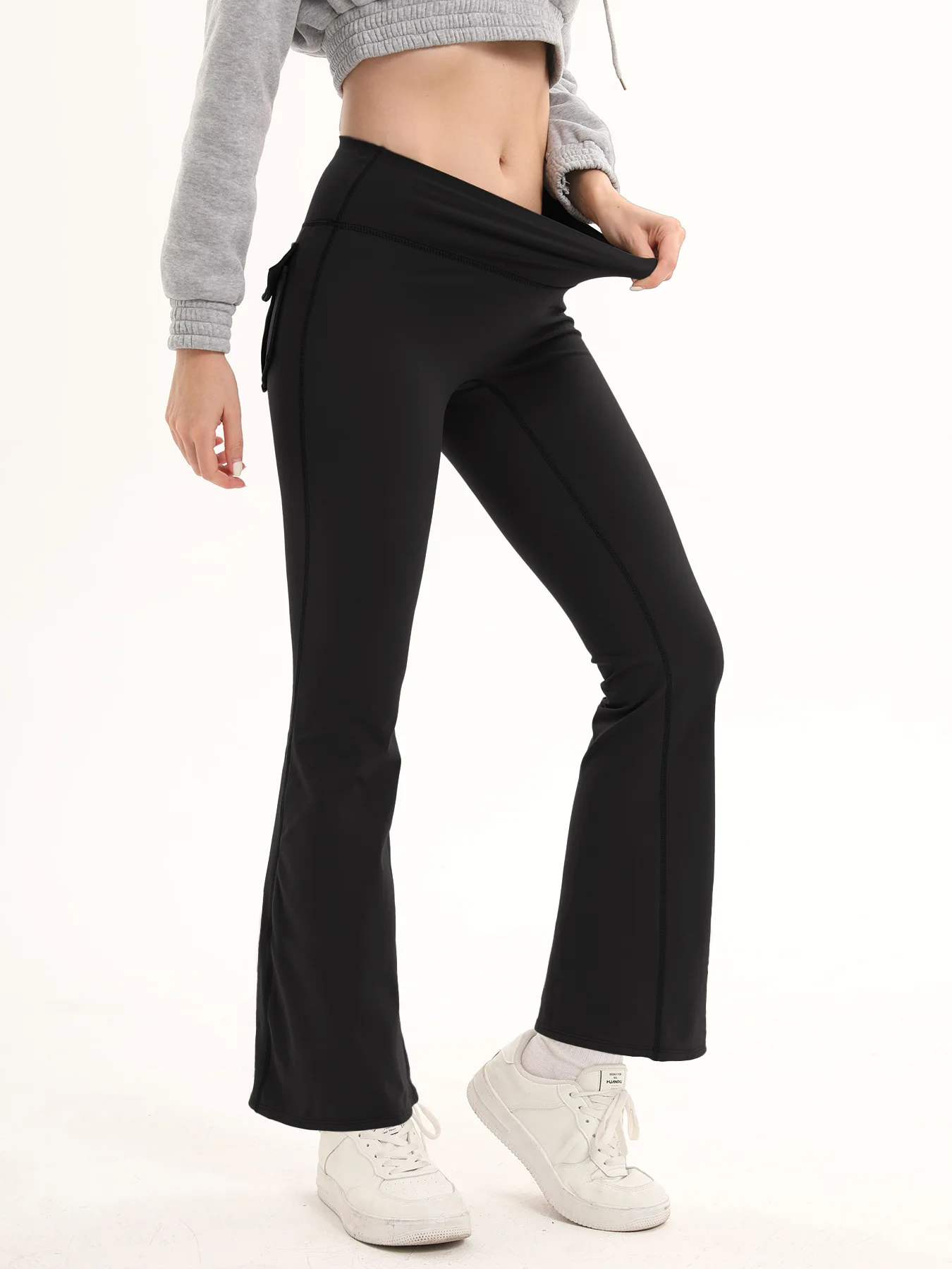 Women's High Waisted Flared Yoga Pants with Pockets Tummy Control Bootcut Leggings for Gym Fitness Casual Wear