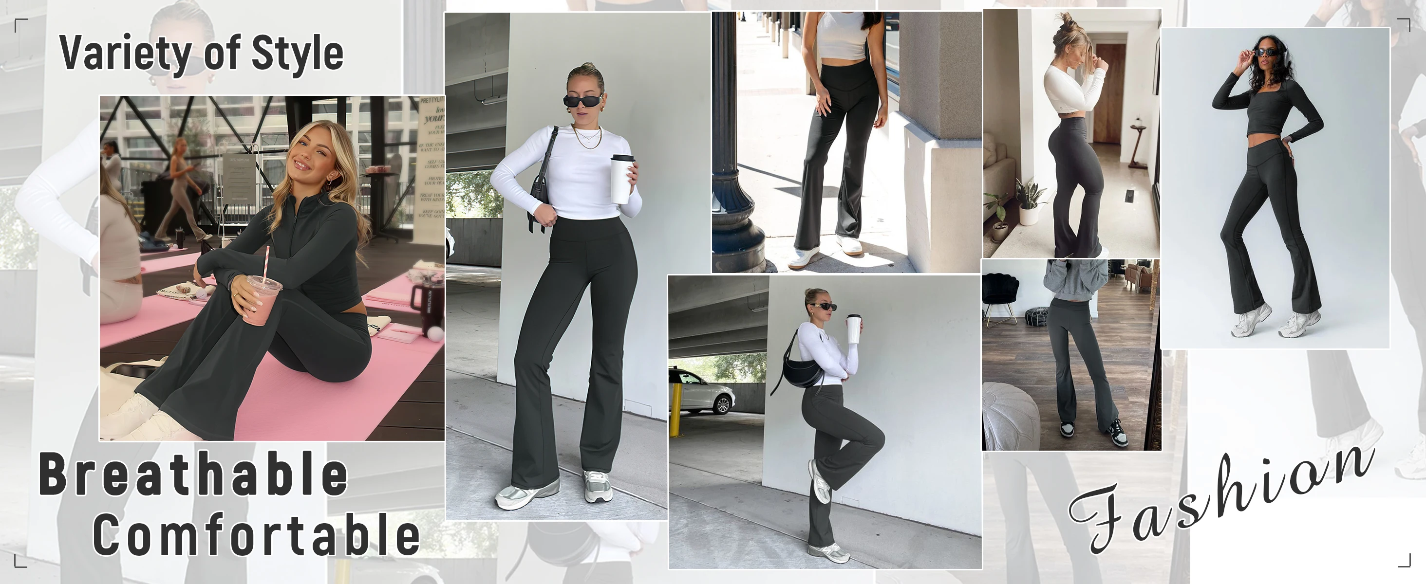 Women's High Waisted Flared Yoga Pants with Pockets Tummy Control Bootcut Leggings for Gym Fitness Casual Wear