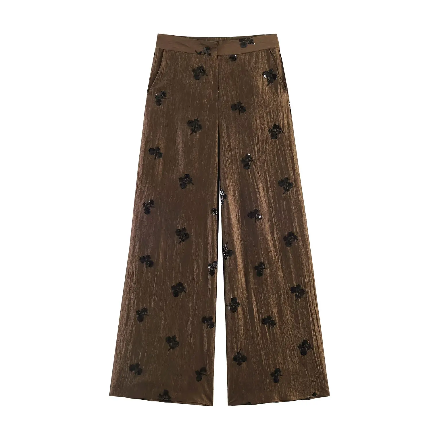 Women Elegant Bead Embroidered Pants Set KONDALA 2026 Summer Trendy Halter Vest,Wide-Leg Pants Lady High Street Holiday Pant Set