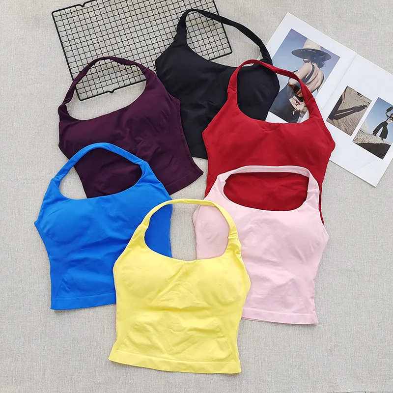 Women's Neck Hanging Sports Bra Set Beautiful Back Yoga Suit Two-Piece Vest High Waist Hip Lifting Fitness Gym Set Shorts Sets