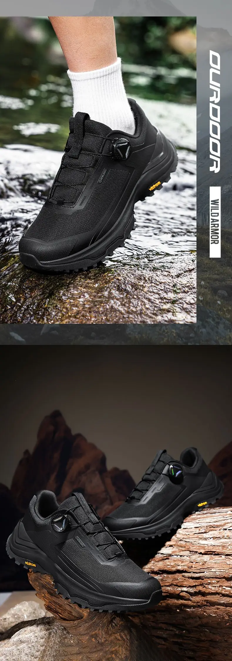 2026 New Men's Outdoor Sports Shoes Lightweight Breathable Anti-slip Wear-resistant Shock-absorbing Rotation Buckle Camping H...