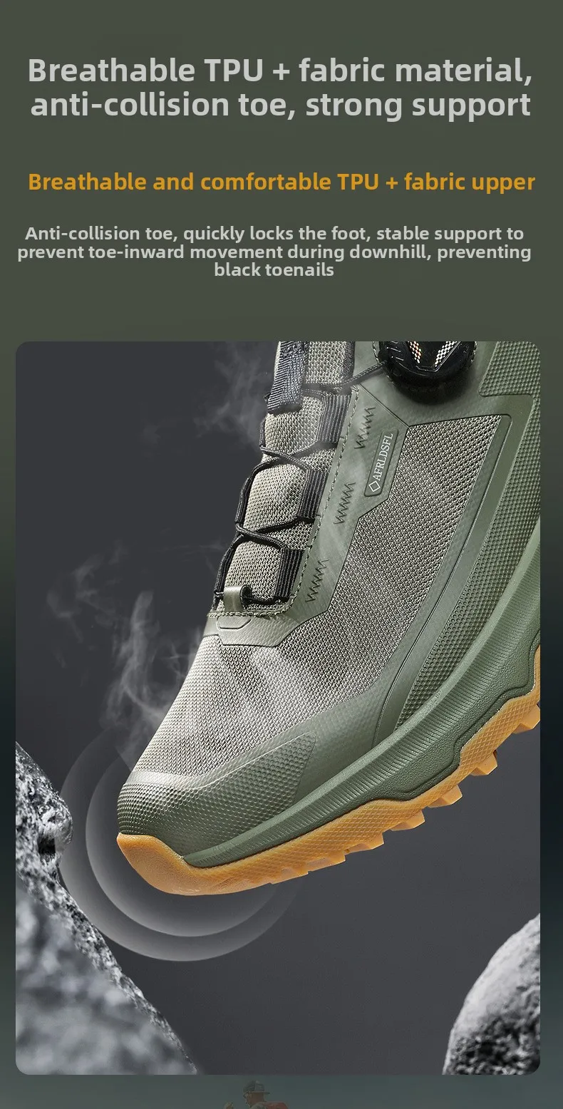 2026 New Men's Outdoor Sports Shoes Lightweight Breathable Anti-slip Wear-resistant Shock-absorbing Rotation Buckle Camping H...