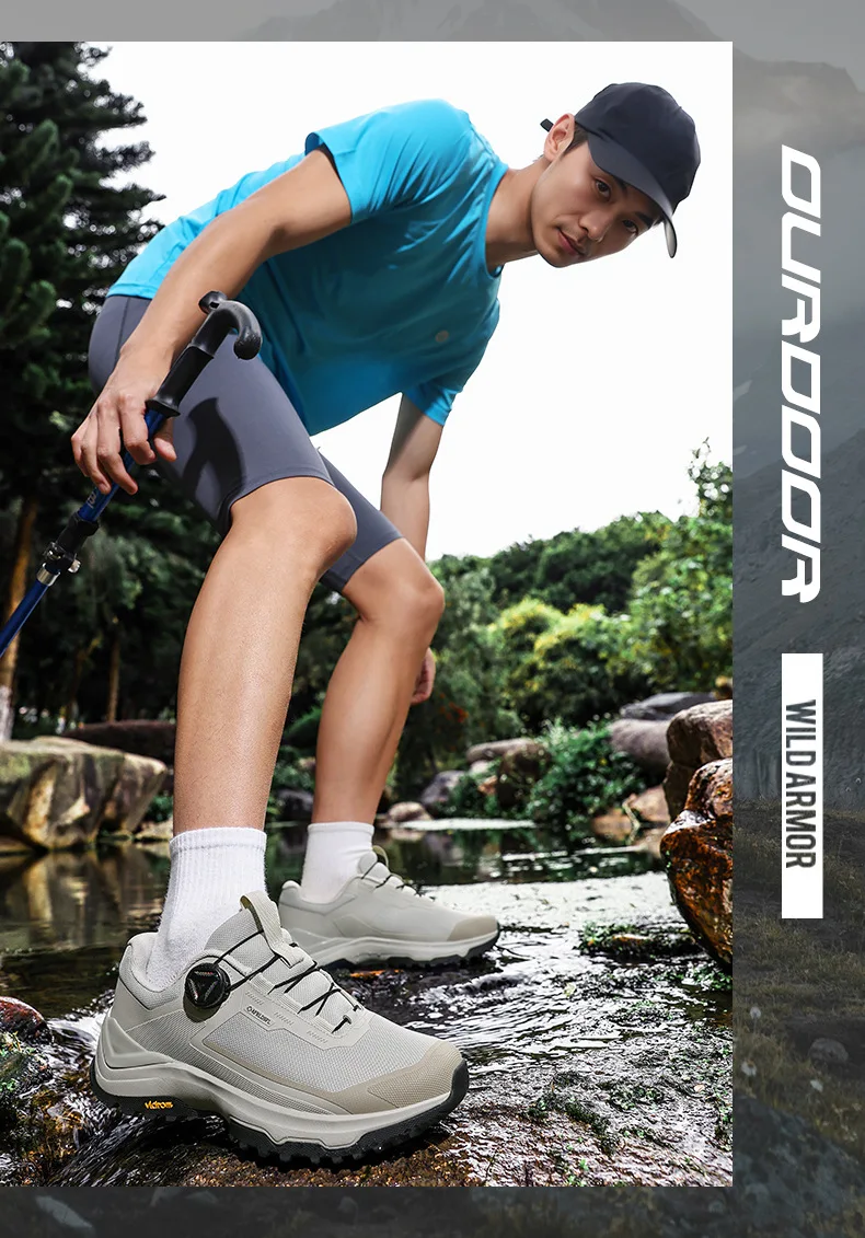 2026 New Men's Outdoor Sports Shoes Lightweight Breathable Anti-slip Wear-resistant Shock-absorbing Rotation Buckle Camping H...