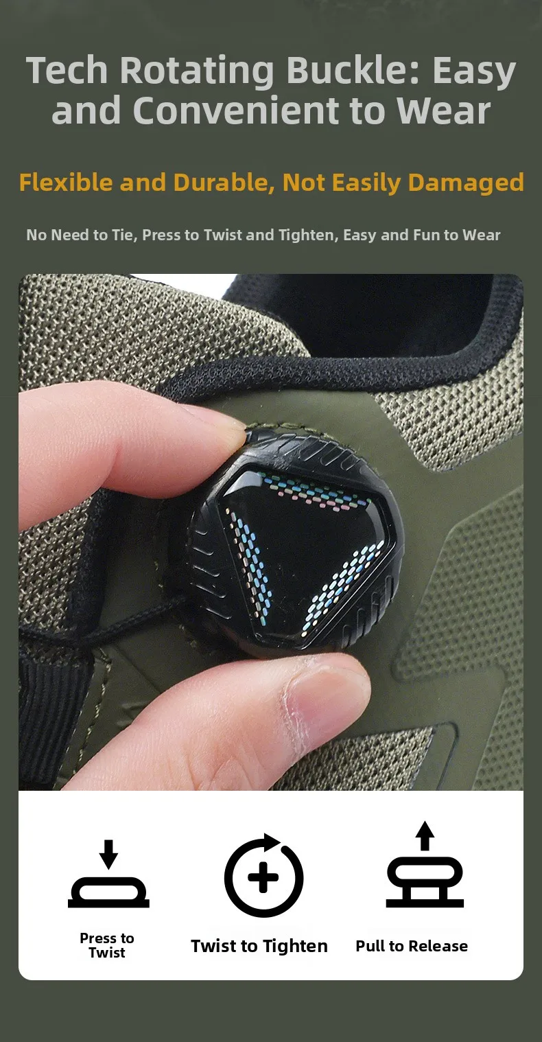 2026 New Men's Outdoor Sports Shoes Lightweight Breathable Anti-slip Wear-resistant Shock-absorbing Rotation Buckle Camping H...