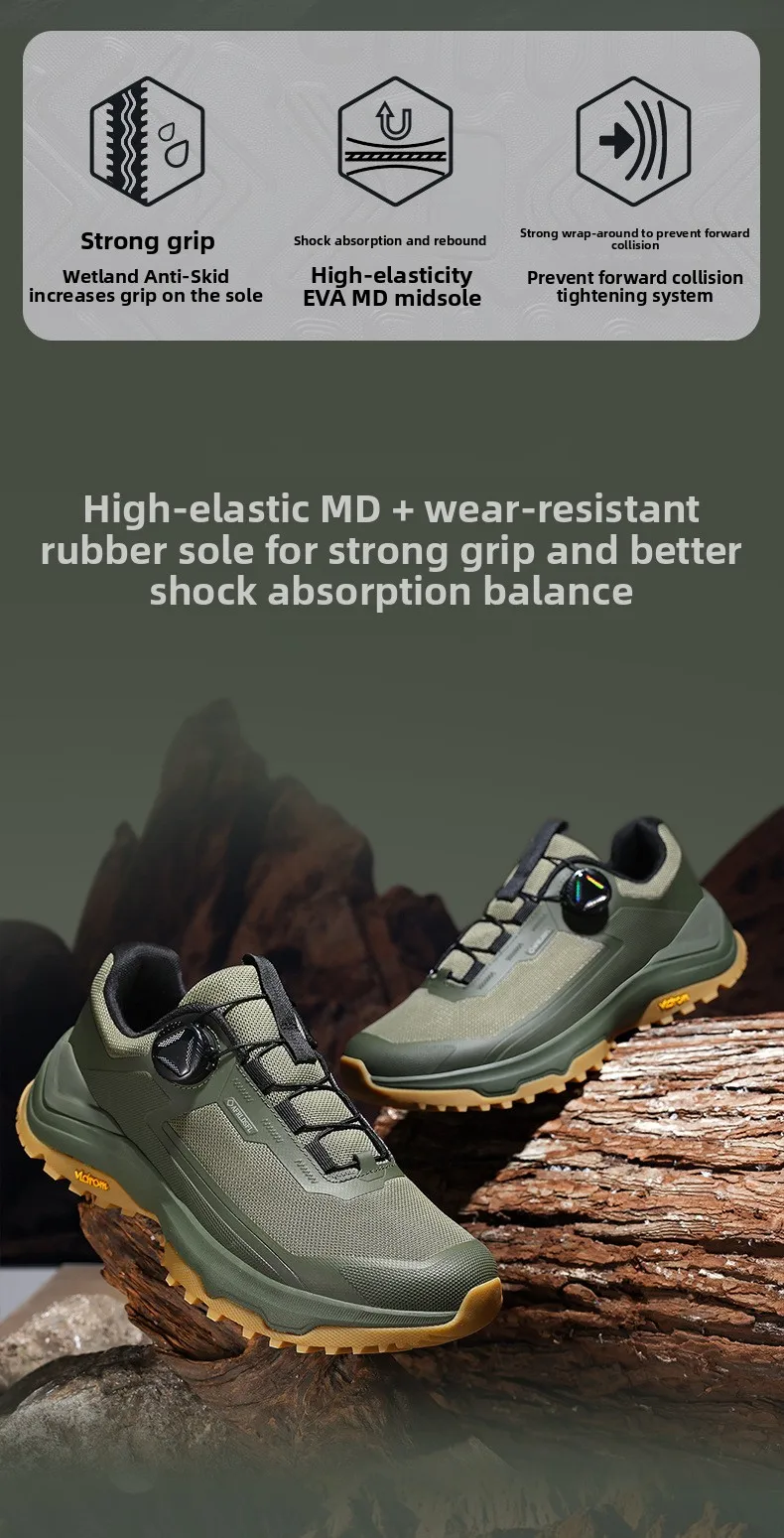 2026 New Men's Outdoor Sports Shoes Lightweight Breathable Anti-slip Wear-resistant Shock-absorbing Rotation Buckle Camping H...