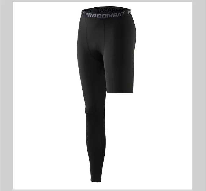 Men Compression Leggings Gym Sports Running Tights Quick Dry Elastic One Leg Ninth Pants Basketball Jogging Male Sportswear