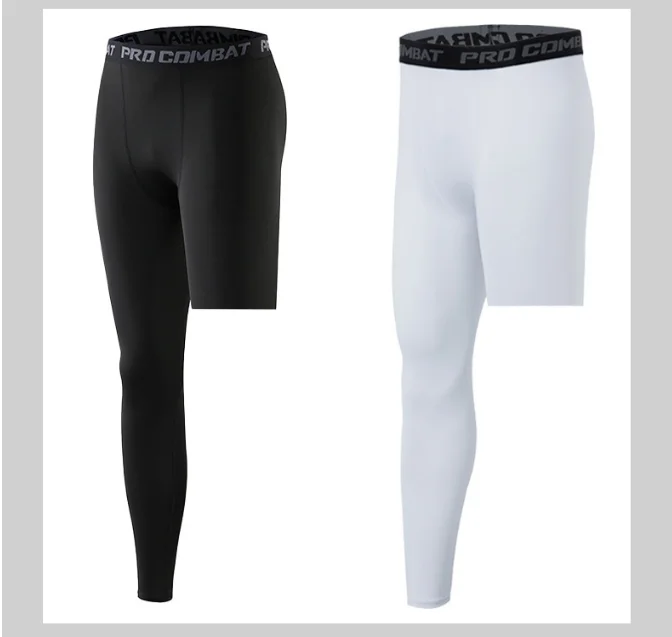 Men Compression Leggings Gym Sports Running Tights Quick Dry Elastic One Leg Ninth Pants Basketball Jogging Male Sportswear