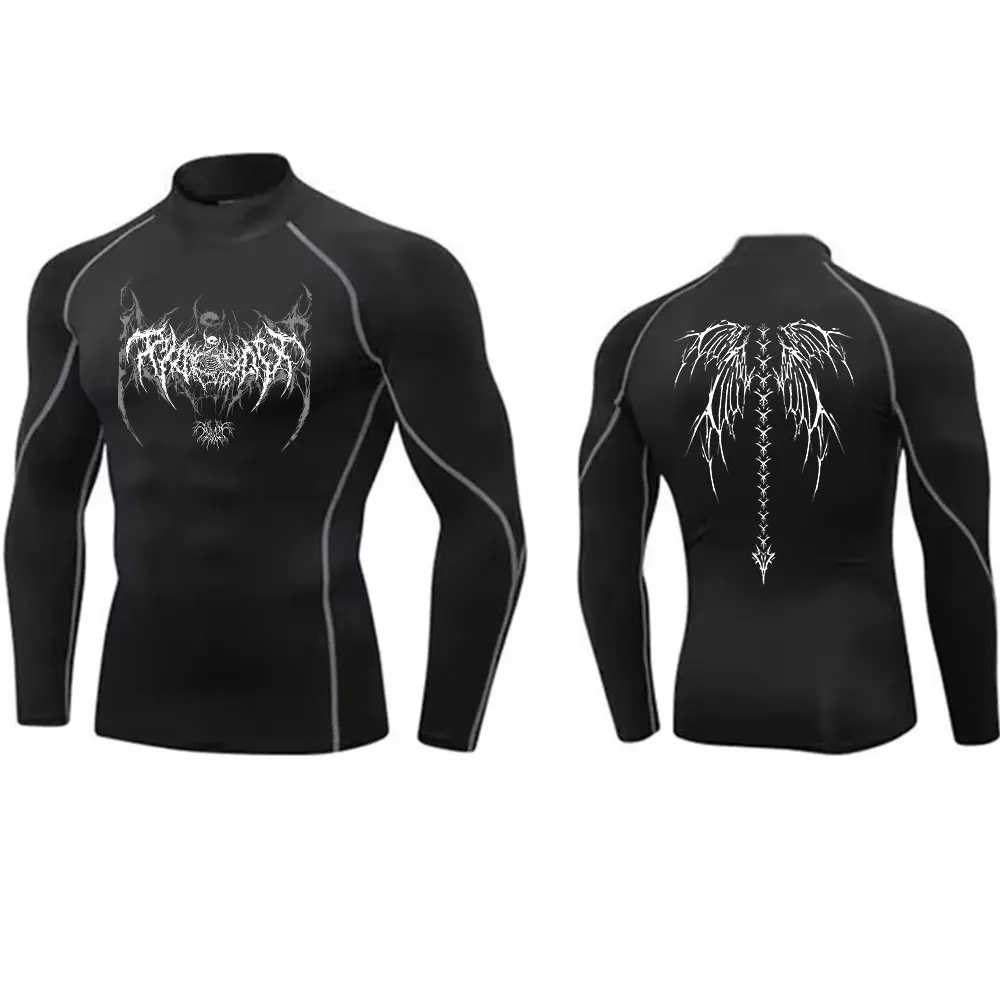 Y2K Men's Workout Compression Shirt Turtleneck Long Sleeve Hight Neck Rash Guard Gym Base Layer Athletic Gear Sports Shirts Men