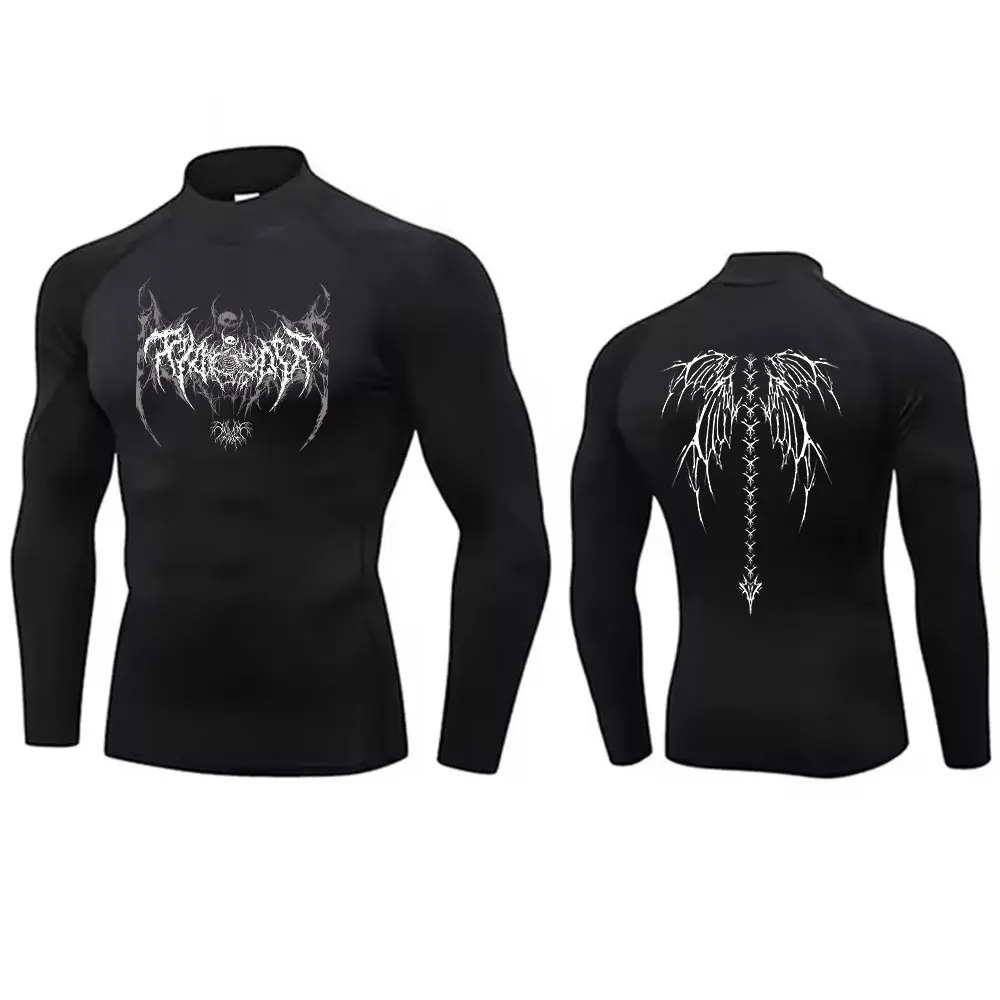 Y2K Men's Workout Compression Shirt Turtleneck Long Sleeve Hight Neck Rash Guard Gym Base Layer Athletic Gear Sports Shirts Men