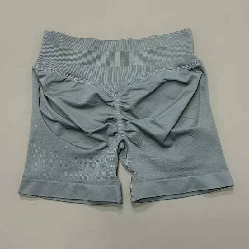 HISTELLO Sports Shorts Low Waist Solid Color Seamless Butt Lifting High Stretch Breathable Yoga Gym Fitness Workout Shorts