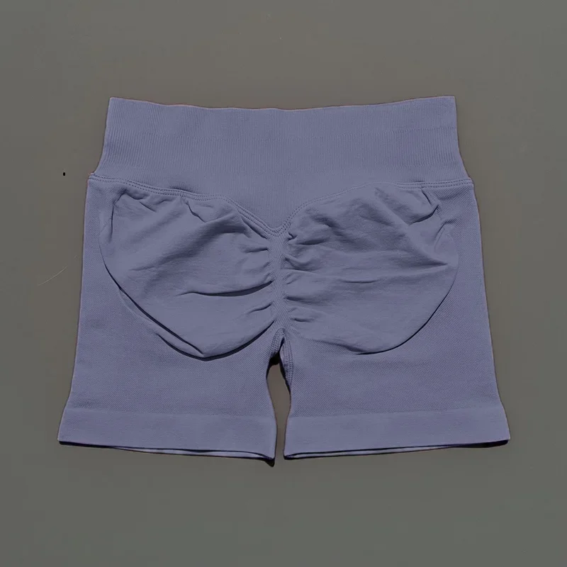 HISTELLO Sports Shorts Low Waist Solid Color Seamless Butt Lifting High Stretch Breathable Yoga Gym Fitness Workout Shorts