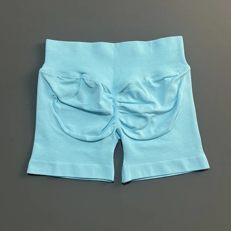 HISTELLO Sports Shorts Low Waist Solid Color Seamless Butt Lifting High Stretch Breathable Yoga Gym Fitness Workout Shorts
