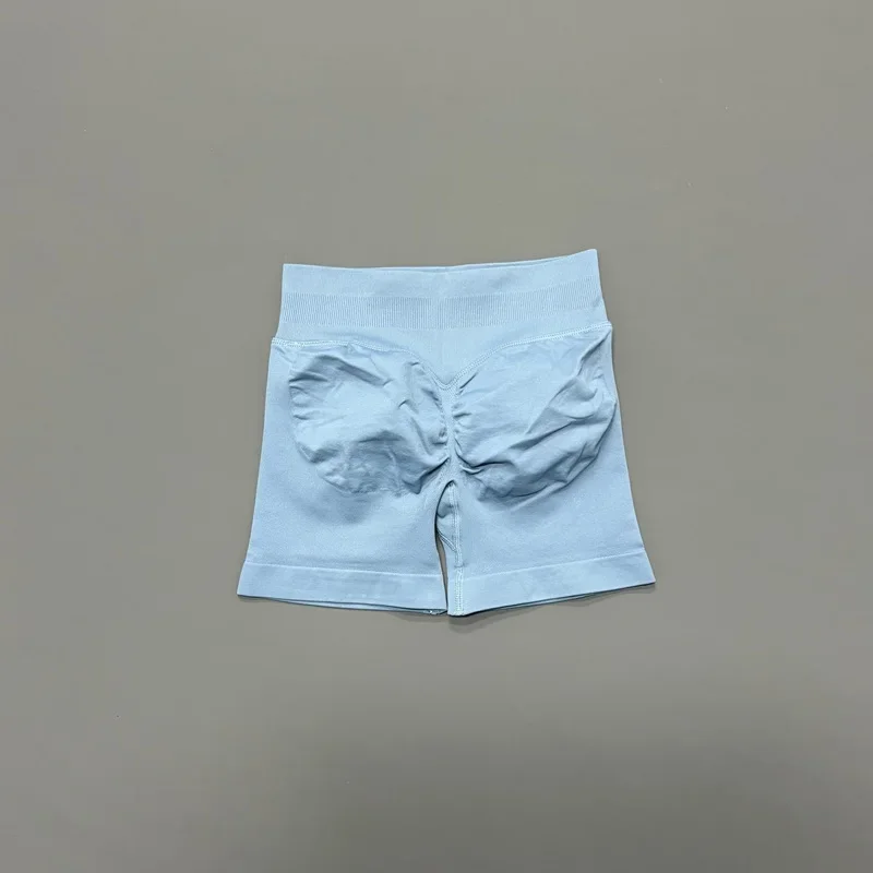 HISTELLO Sports Shorts Low Waist Solid Color Seamless Butt Lifting High Stretch Breathable Yoga Gym Fitness Workout Shorts