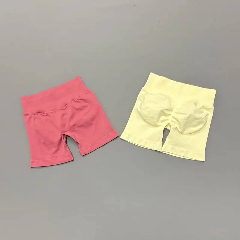 HISTELLO Sports Shorts Low Waist Solid Color Seamless Butt Lifting High Stretch Breathable Yoga Gym Fitness Workout Shorts