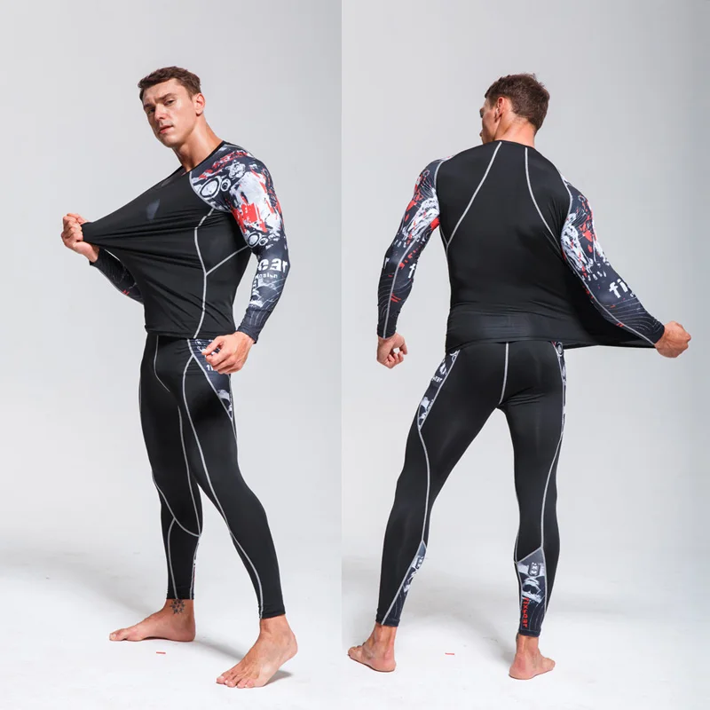 Men's Running Set Gym Jogging Thermo underwear xxxxl Second skin Compression Fitness MMA rashgard Male Quick dry Track suit