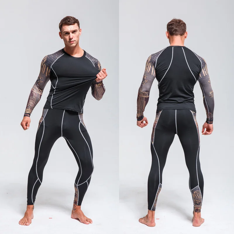 Men's Running Set Gym Jogging Thermo underwear xxxxl Second skin Compression Fitness MMA rashgard Male Quick dry Track suit