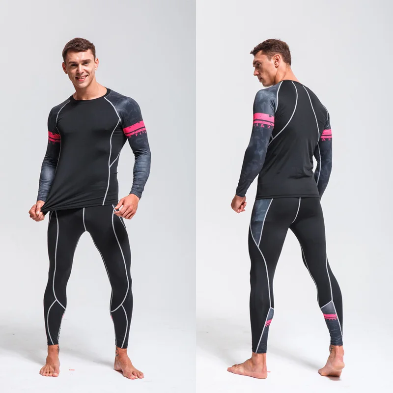 Men's Running Set Gym Jogging Thermo underwear xxxxl Second skin Compression Fitness MMA rashgard Male Quick dry Track suit