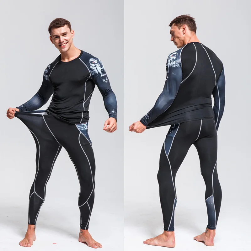 Men's Running Set Gym Jogging Thermo underwear xxxxl Second skin Compression Fitness MMA rashgard Male Quick dry Track suit