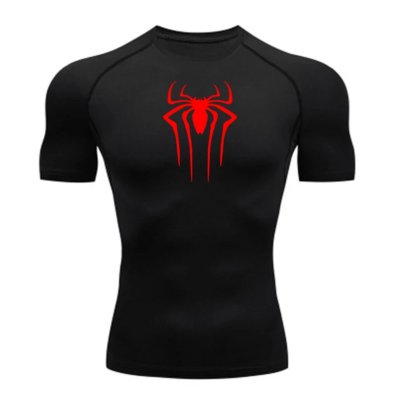 Men's Print Compression Shirts Summer Short Sleeve Rash Guard Gym Workout T-shirt Athletic Quick Dry Baselayer Undershirts Tops