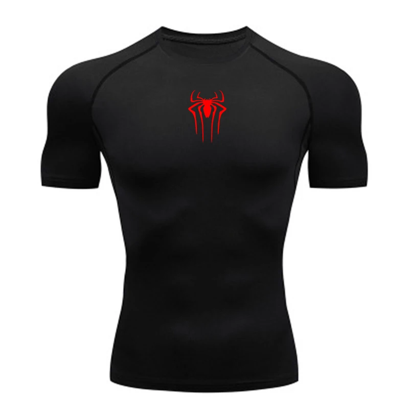 Men's Print Compression Shirts Summer Short Sleeve Rash Guard Gym Workout T-shirt Athletic Quick Dry Baselayer Undershirts Tops