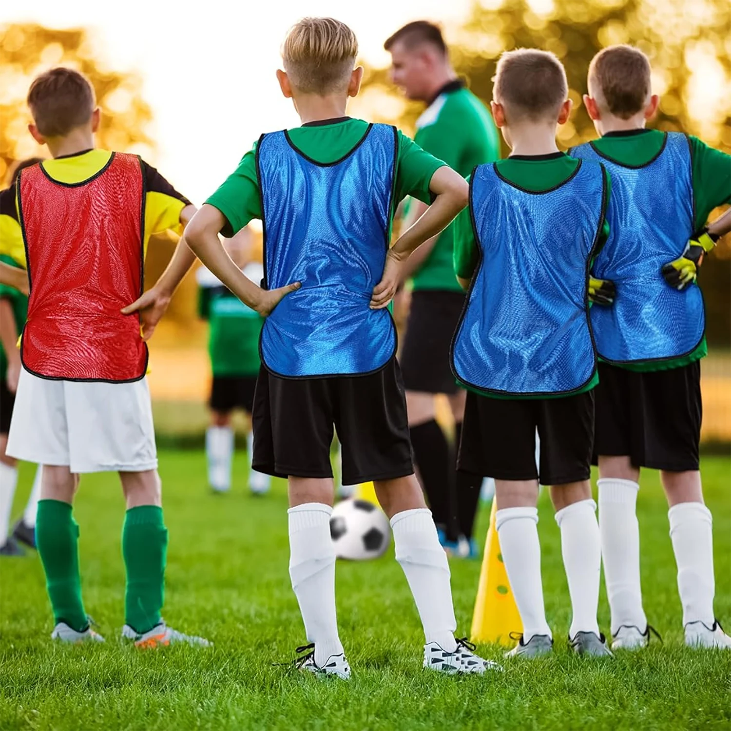 6PCS Soccer Pinnies Quick Drying Football Team Jerseys Sports Soccer Team Training Practice Youth Adult Basketball Sports Vest