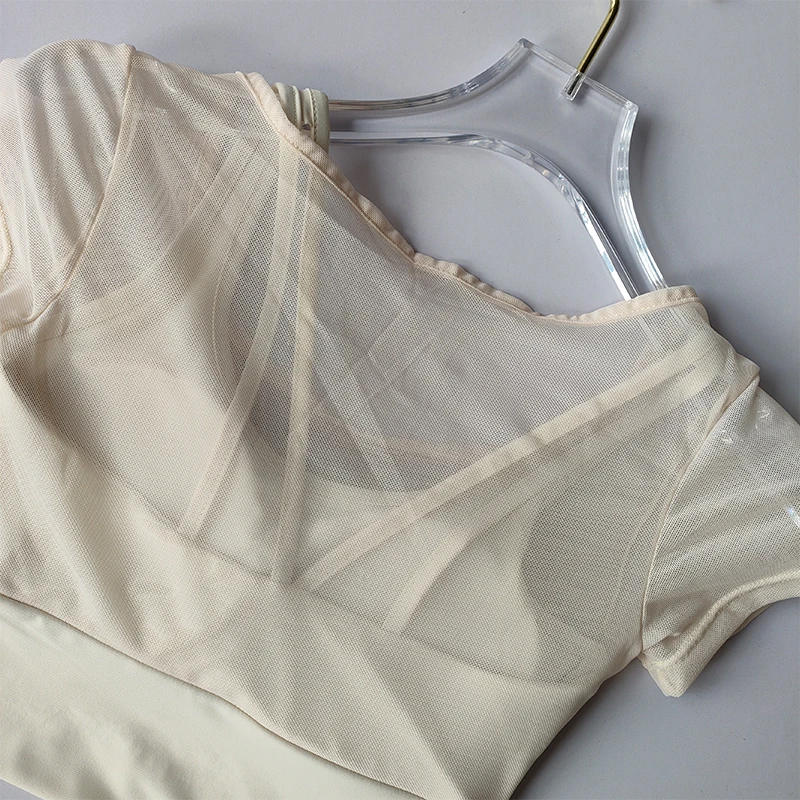 Women's Mesh Yoga Shirt Sexy Short Sleeve T-Shirt Pad Sport Top Blouse Quick Dry Gym Shirts Running Fitness Tank Shirt Yoga Wear