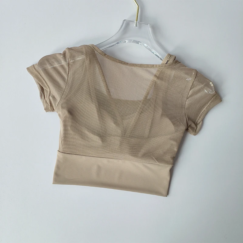 Women's Mesh Yoga Shirt Sexy Short Sleeve T-Shirt Pad Sport Top Blouse Quick Dry Gym Shirts Running Fitness Tank Shirt Yoga Wear