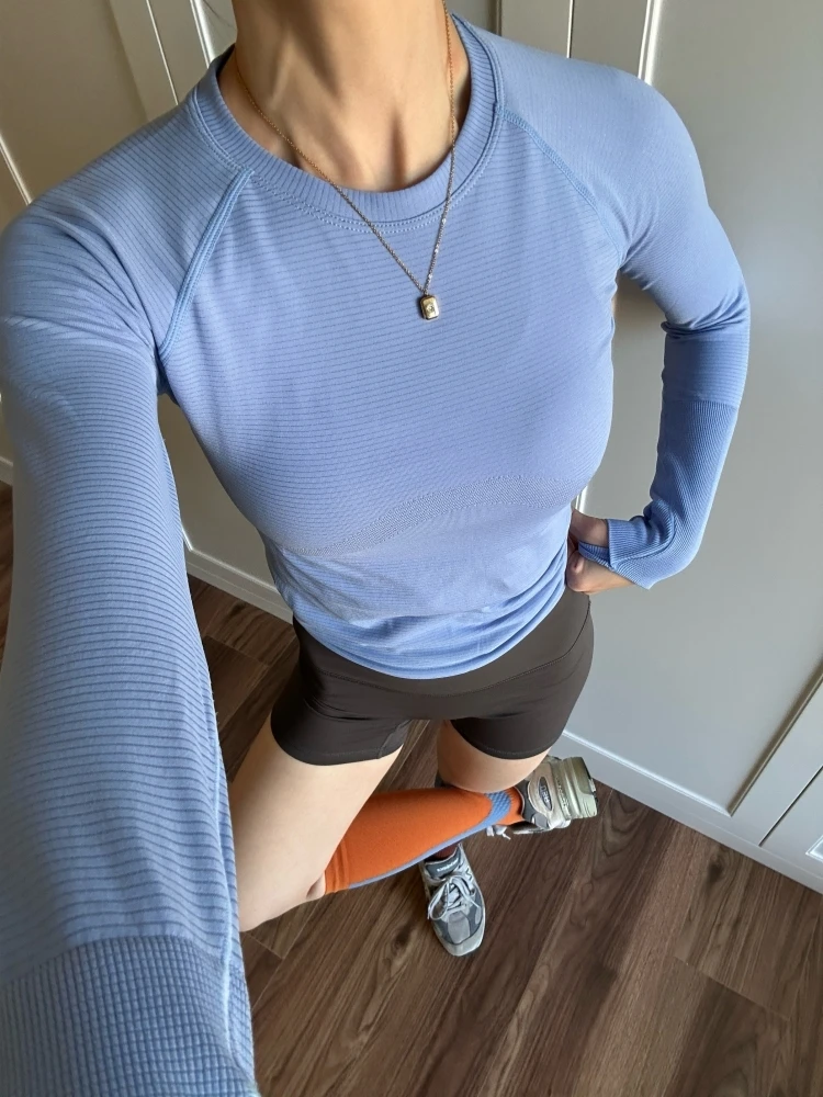 New Long Sleeve Yoga Shirt Top Women's Tight Fitness Wear Gym Clothes Sports Blouses Running Training Workout Pilates Yoga Shirt