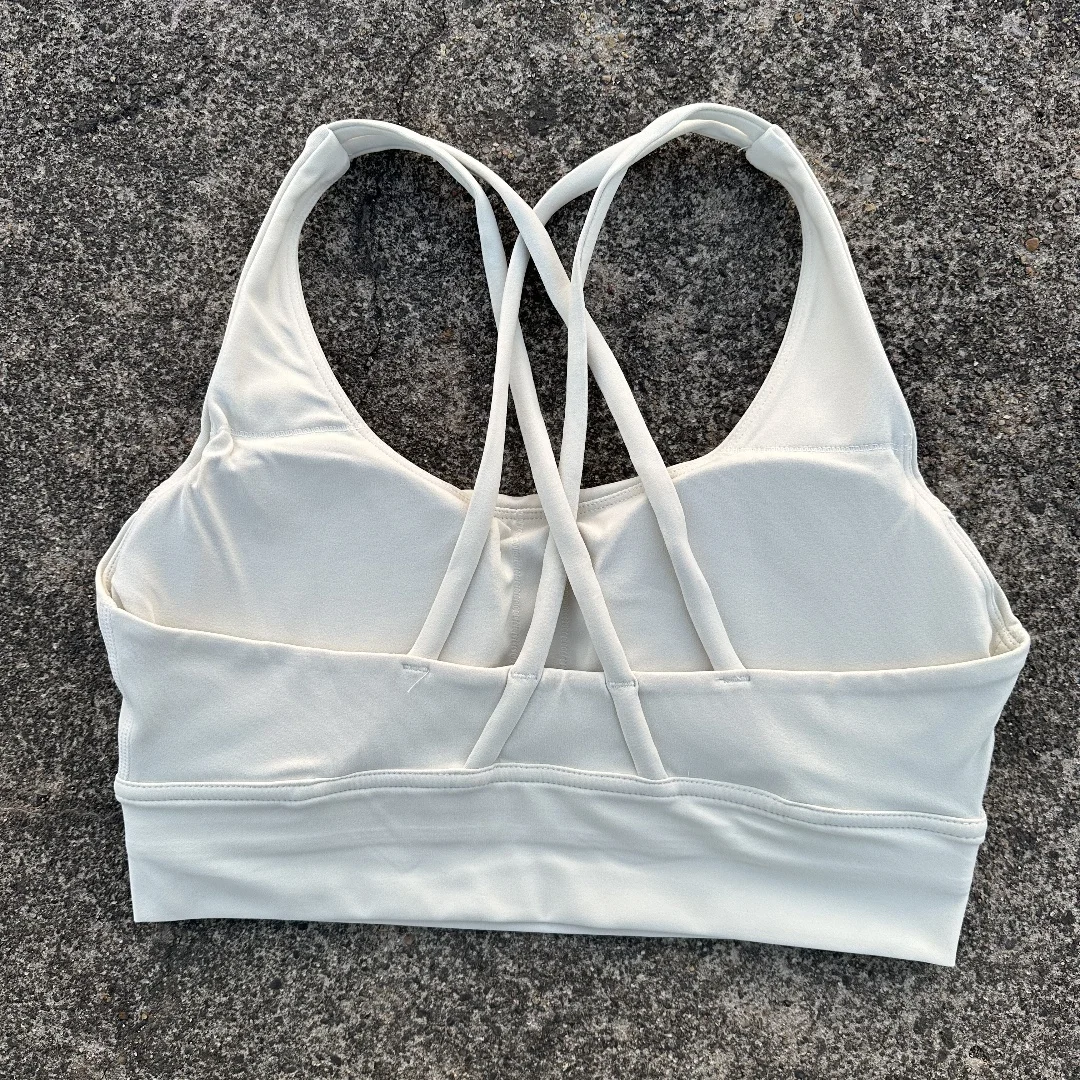 Solid Color Women Cross Back Soft Fitness Sports Bra Top Gym Yoga Underwear Tight Workout With Chest Pad Shoulder Strap Training