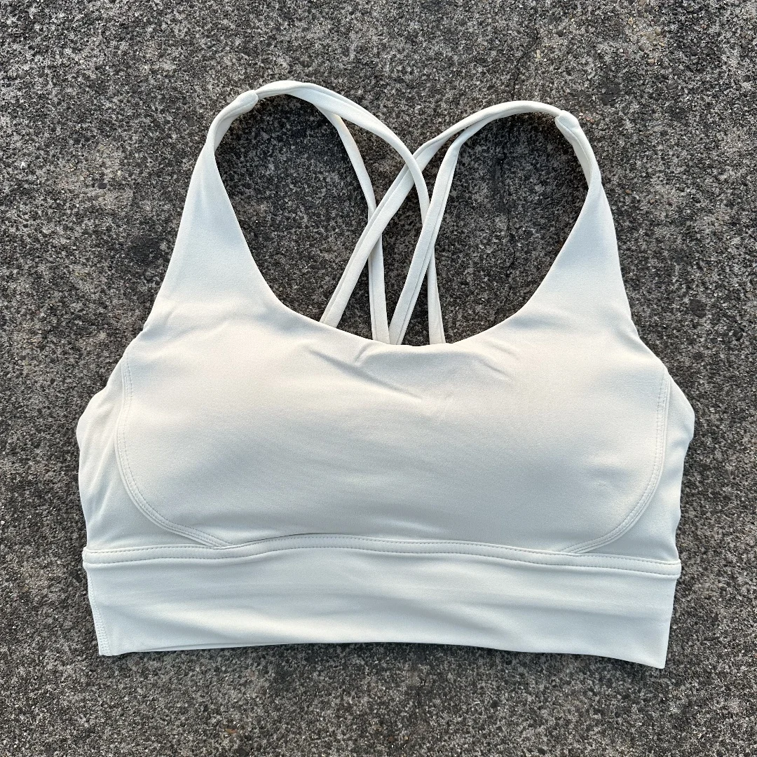 Solid Color Women Cross Back Soft Fitness Sports Bra Top Gym Yoga Underwear Tight Workout With Chest Pad Shoulder Strap Training